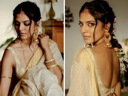 Malavika Mohanan weaves a picture of pure elegance on the occasion of Onam in an ivory and gold saree