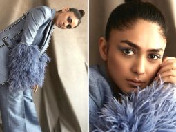Mrunal Thakur suits up in a blue pantsuit by Falguni & Shane Peacock that is loaded with drama and glitz