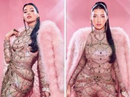 Nora Fatehi’s studded catsuit and pink fur jacket looks high on drama and higher on glam