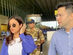 Parineeti Chopra & Raghav Chadha twin in blue at the airport
