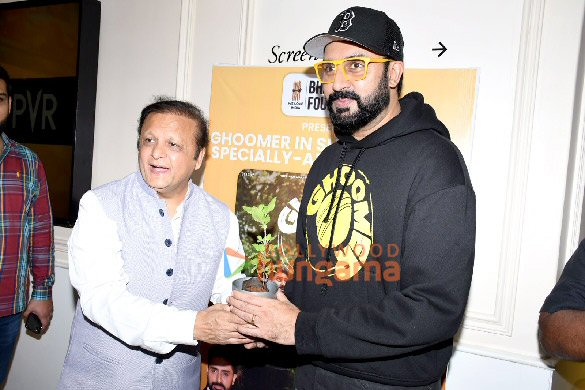 Photos: Abhishek Bachchan, R. Balki, Saiyami Kher, Angad Bedi snapped at Le Reve Theater in Bandra for Ghoomer celebration with specially-abled kids