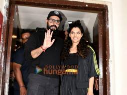 Photos: Abhishek Bachchan and Saiyami Kher snapped promoting Ghoomer at PVR, Juhu