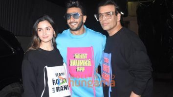Photos: Ranveer Singh, Alia Bhatt and Karan Johar snapped promoting their film Rocky Aur Rani Kii Prem Kahaani at PVR, Juhu