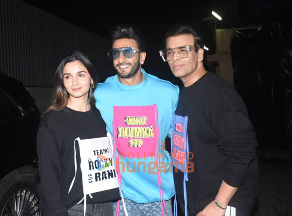 Photos: Ranveer Singh, Alia Bhatt and Karan Johar snapped promoting their film Rocky Aur Rani Kii Prem Kahaani at PVR, Juhu Photos: Ranveer Singh, Alia Bhatt and Karan Johar snapped promoting their film Rocky Aur Rani Kii Prem Kahaani at PVR, Juhu