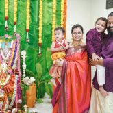 Rishab Shetty celebrates the Varamahalakshmi festival with wife Pragathi Shetty and kids Ranvit and Radhya; see pics