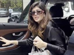 That black satin shirt is a vibe! Sanjana Sanghi