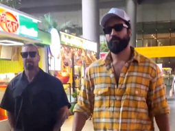 Vicky Kaushal poses with fans as he gets clicked at the airport