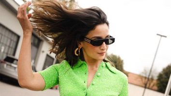 Alia Bhatt rocks the green tshirt with bellbottoms at the Gucci Spring Summer show