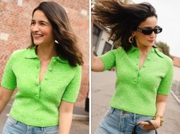 Alia Bhatt’s choice of a neon green top at Gucci’s SS24 show effortlessly embodies the essence of casual chic