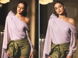 Ananya Panday is a total diva in lavender off-shoulder top and olive 3d floral mini skirt by Prabal Gurung