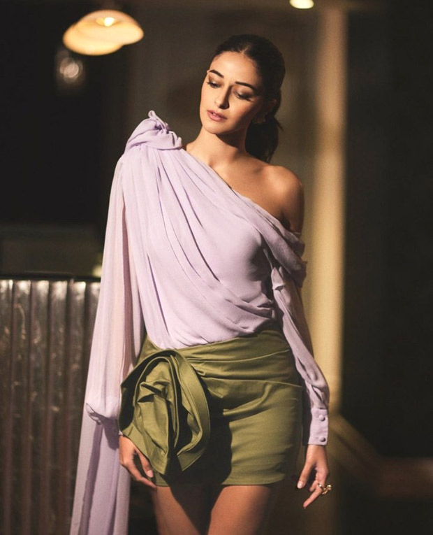 Ananya Panday is a total diva in lavender off-shoulder top and olive 3d floral mini skirt by Prabal Gurung