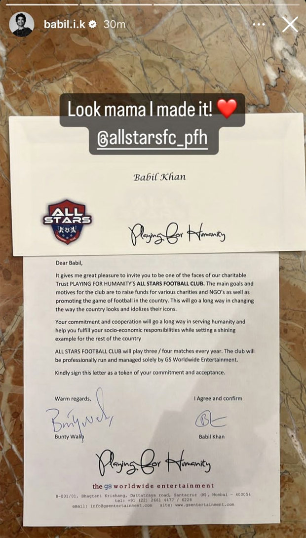 Babil Khan joins the All Stars Football Club after MS Dhoni, Ranbir Kapoor, Ranveer Singh and others; to play for charity