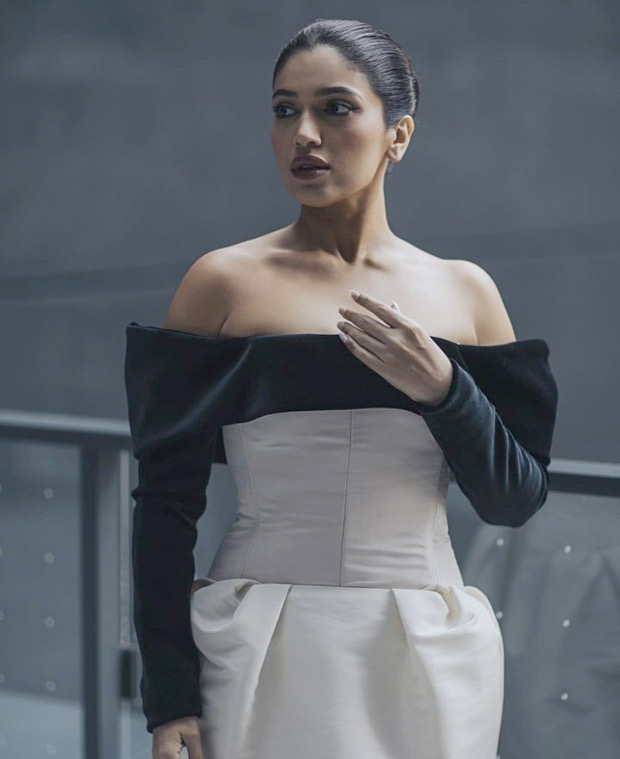 Bhumi Pednakar weaves her monochrome magic in corset gown by Bibhu Mohapatra at TIFF