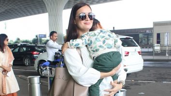 Dia Mirza gets clicked with her little munchkin at the airport