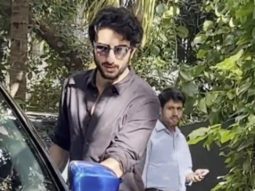 Ibrahim Ali Khan waves at paps as he sports a black shirt
