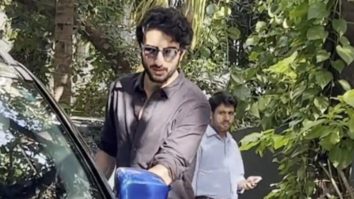 Ibrahim Ali Khan waves at paps as he sports a black shirt