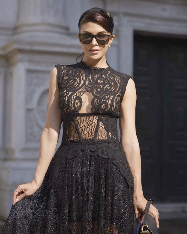 Jacqueline Fernandez takes Venice film festival by storm in black lace corset dress worth Rs.3.03 Lakh