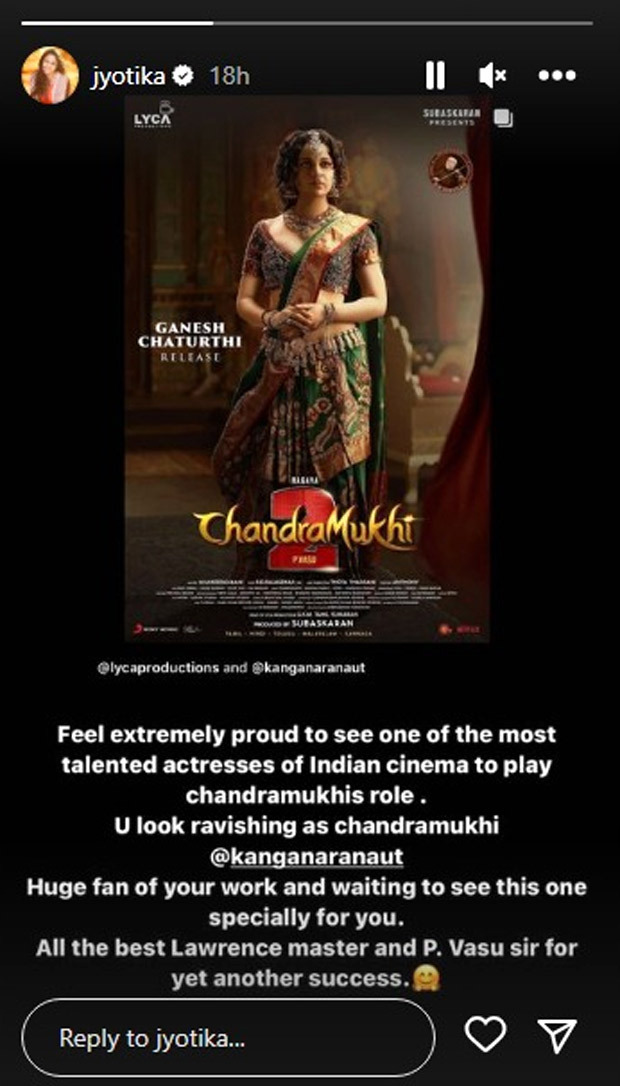 Jyothika praises Kangana Ranaut for Chandramukhi 2: "I'm a huge fan of your work"