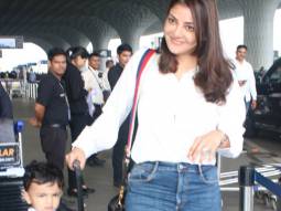Kajal Aggarwal slays the casual look as she gets clicked with her son at the airport
