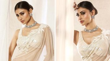Mouni Roy channels her inner desi diva in an ethereal white saree by Rohit Bal