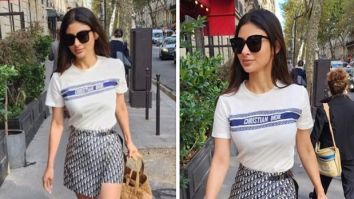 Mouni Roy’s Parisian travel ensemble is effortlessly chic, adorned in a complete Dior outfit