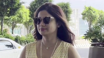 Shamita Shetty smiles as she poses for paps at the airport