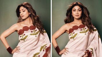 Shilpa Shetty spreads the love for sarees yet again in floral saree and one-shoulder blouse