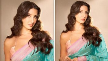Nora Fatehi personified royal elegance in blue & pink saree