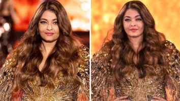 Aishwarya Rai Bachchan graces the Paris Fashion Week Ramp for L’Oréal in shimmery golden cape gown