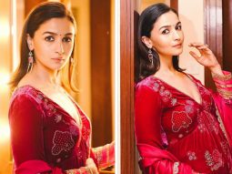 Alia Bhatt’s gorgeous ethnic ensemble, a red velvet salwar suit, arrives just in time for the festive season