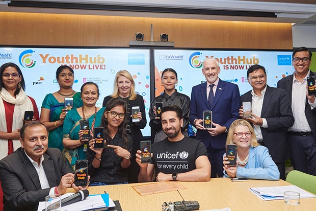 UNICEF India National Ambassador Ayushmann Khurrana and Executive Director Catherine Russell launch ‘YouthHub’