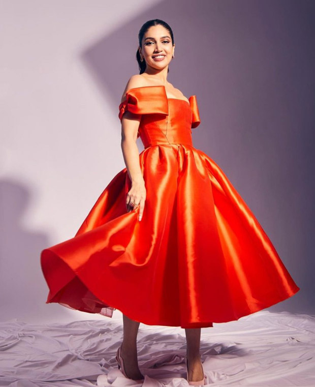 Bhumi Pednekar’s vibrant orange off-shoulder dress is the perfect burst of colour to brighten up our day