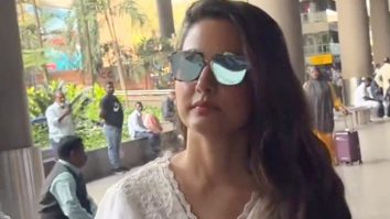 Hina Khan gets clicked by paps at the airport in a white salwar