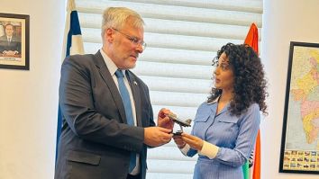 Kangana Ranaut visits the Israel embassy and meets Ambassador Naor Gilon, ahead of the Tejas release