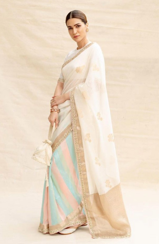 Kriti Sanon glows in a pristine white saree as she wins a National Award for her outstanding performance in Mimi