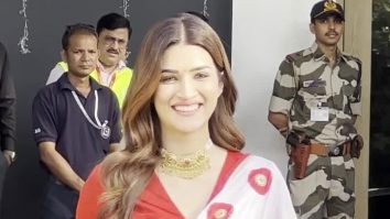 Kriti Sanon strikes a pose for paps in a pretty saree