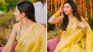 Mahira Khan, as a bride-to-be, exudes elegance in a modest sunshine yellow saree for her Mehendi ceremony