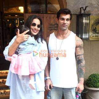 Photos: Bipasha Basu snapped with Karan Singh Grover and their daughter Devi at a restaurant in Bandra