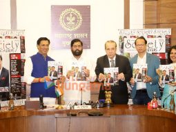 Photos: Madhur Bhandarkar along with Honorable Maharashtra CM Eknath Shinde and others unveil the latest cover of Society Achievers Magazine