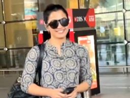 Rashmika Mandanna smiles for paps in a cute co-ord set at the airport