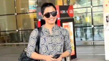 Rashmika Mandanna smiles for paps in a cute co-ord set at the airport