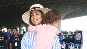 Shriya Saran gets clicked with daughter Radha at the airport