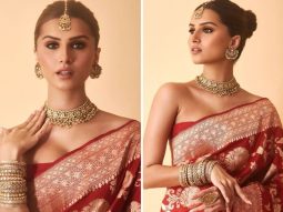 Tara Sutaria exudes goddess-like charm in a red Banarasi saree, making it an ideal choice for the festive season
