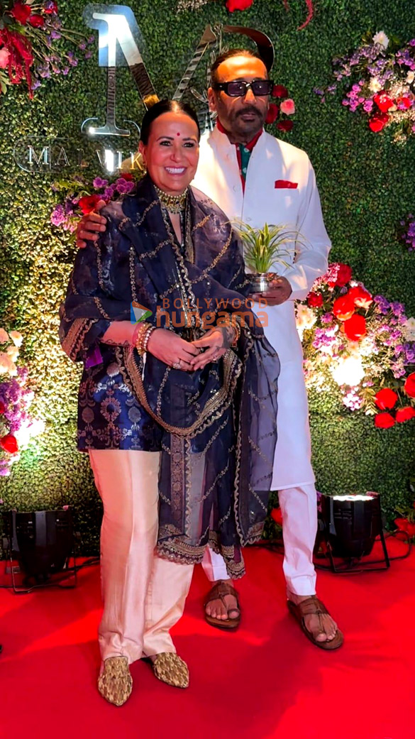 jackie shroff and wife ayesha shroff snapped at the ring ceremony and mata ki chowky organized by malvika raaj and pranav bagga at estella juhu 3