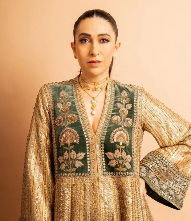 Karisma Kapoor epitomizes regal elegance in Anita Dongre's royal anarkali kurta