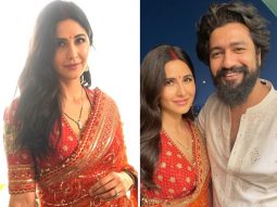 Katrina Kaif stuns in a vibrant red and orange saree as she and Vicky Kaushal celebrate Karwa Chauth