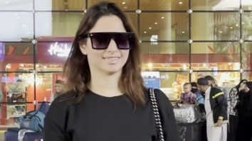 Paps wish Tamannaah Bhatia Happy Diwali as she rocks the all black look at the airport
