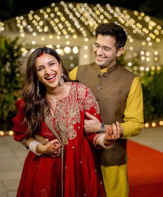 Parineeti Chopra and Raghav Chadda mark their first Karwa Chauth in style as Parineeti dons a stunning red sharara