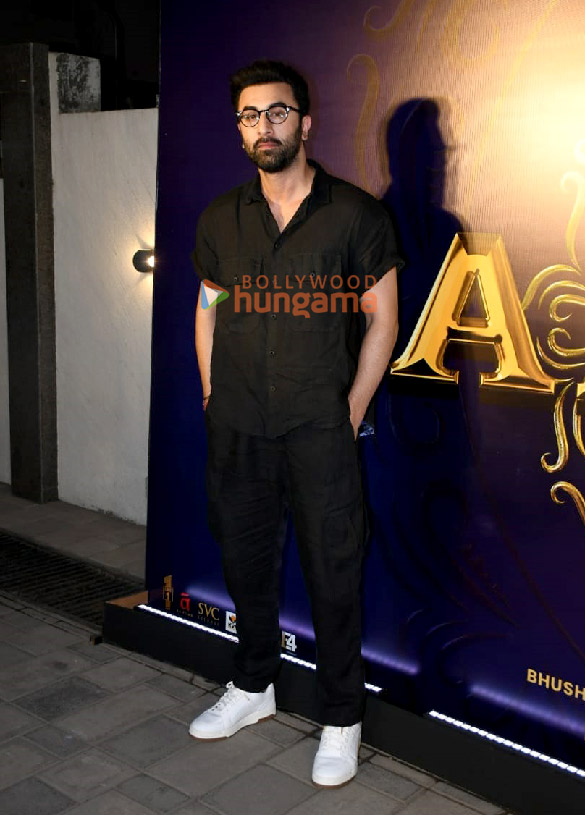 photos ranbir kapoor rashmika mandanna sandeep reddy vanga and bhushan kumar snapped at animal trailer preview 1
