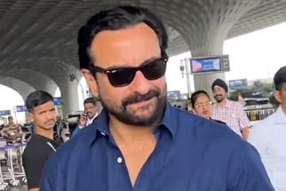 Saif Ali Khan gets clicked in a blue shirt at the airport by paps